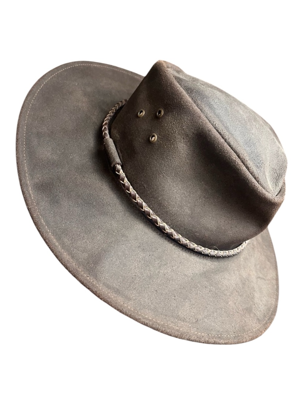 Sydney OilSkin Genuine Leather Australian Outback Bush Hat Size XL Patina Brown